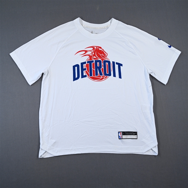 Killian Hayes - Detroit Pistons - Game-Issued City Edition Short-Sleeved Shooting Shirt  - 2021-22 NBA Season