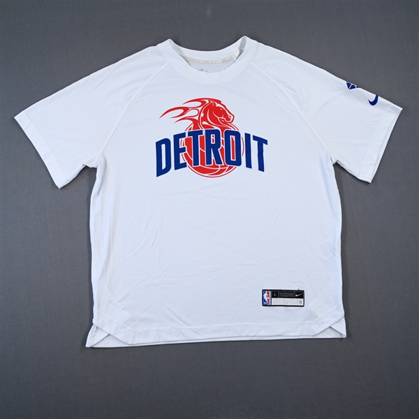 Cory Joseph - Detroit Pistons - Game-Issued City Edition Short-Sleeved Shooting Shirt  - 2021-22 NBA Season