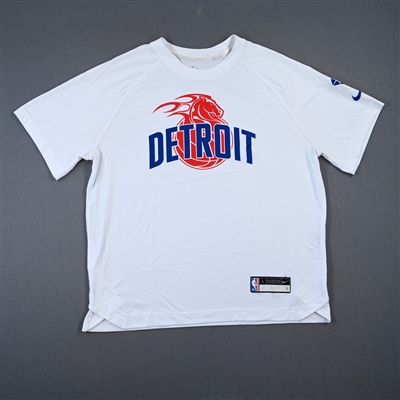 Cory Joseph - Detroit Pistons - Game-Issued City Edition Short-Sleeved Shooting Shirt  - 2021-22 NBA Season