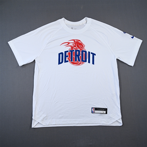 Isaiah Livers - Detroit Pistons - Game-Issued City Edition Short-Sleeved Shooting Shirt  - 2021-22 NBA Season