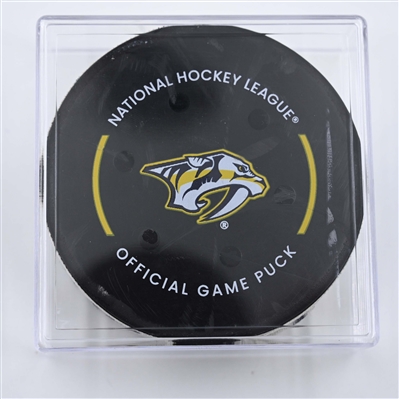 Justin Barron - Nashville Predators - Goal Puck - April 16, 2025 vs. Dallas Stars (Predators Logo)
