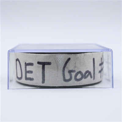 Jonatan Berggren - Detroit Red Wings - Goal Puck - April 16, 2025 vs. New Jersey Devils (Devils Logo)