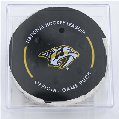 Michael Bunting - Nashville Predators - Goal Puck - April 8, 2025 vs. New York Islanders (Predators Logo)