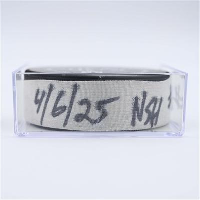 Michael Bunting - Nashville Predators - Goal Puck - April 8, 2025 vs. New York Islanders (Predators Logo)