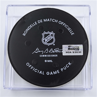Cole Caufield - Montreal Canadiens - Goal Puck - April 6, 2025 vs. Nashville Predators (Predators Logo)