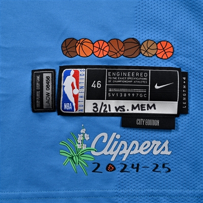 Amir Coffey - Los Angeles Clippers - City Edition Jersey - Worn 3/21/2025 - 2024-25 NBA Season