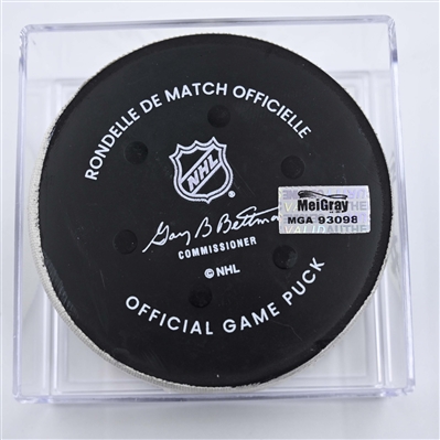 Logan Cooley - Utah Hockey Club - Goal Puck - April 14, 2025 vs. Nashville Predators (Predators Logo)