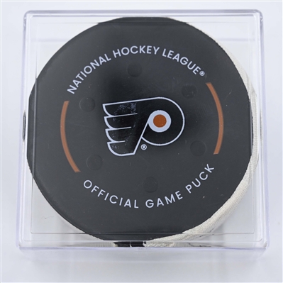 Noah Dobson - New York Islanders - Goal Puck - April 12, 2025 vs. Philadelphia Flyers (Flyers Logo)