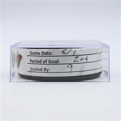 Jack Eichel - Vegas Golden Knights - Goal Puck - May 1, 2025 vs. Minnesota Wild - 2025 Stanley Cup Playoffs, Round 1, Game 6 (Wild Logo)