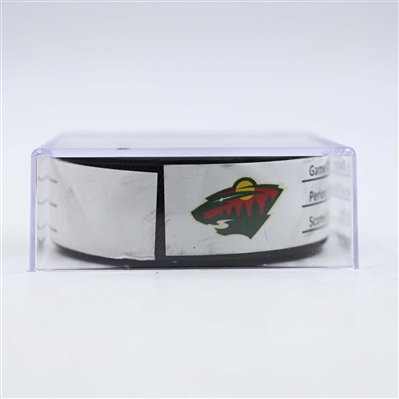 Jack Eichel - Vegas Golden Knights - Goal Puck - May 1, 2025 vs. Minnesota Wild - 2025 Stanley Cup Playoffs, Round 1, Game 6 (Wild Logo)