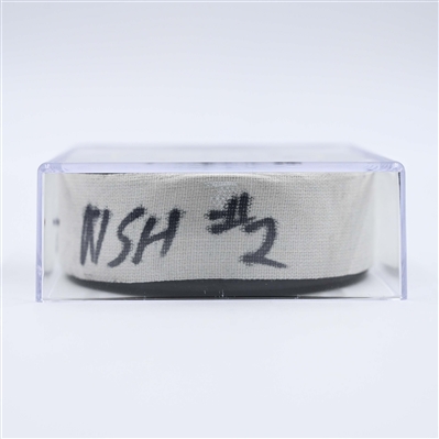 Luke Evangelista - Nashville Predators - Goal Puck - April 14, 2025 vs. Utah Hockey Club (Predators Logo)