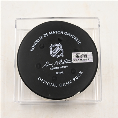 Tyson Foerster - Philadelphia Flyers - Goal Puck - March 27, 2025 vs. Montreal Canadiens (Flyers Logo)