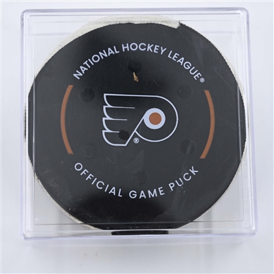 Tyson Foerster - Philadelphia Flyers - Goal Puck - April 12, 2025 vs. New York Islanders (Flyers Logo)