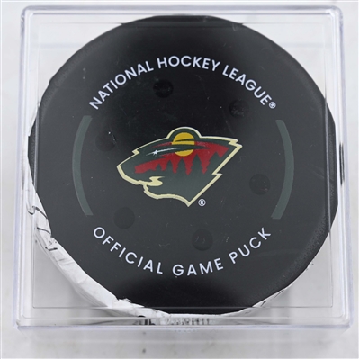 Ryan Hartman - Minnesota Wild - Goal Puck - May 1, 2025 vs. Vegas Golden Knights - 2025 Stanley Cup Playoffs, Round 1, Game 6 (Wild Logo)