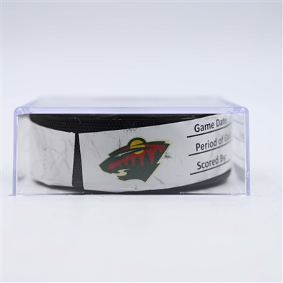 Ryan Hartman - Minnesota Wild - Goal Puck - May 1, 2025 vs. Vegas Golden Knights - 2025 Stanley Cup Playoffs, Round 1, Game 6 (Wild Logo)