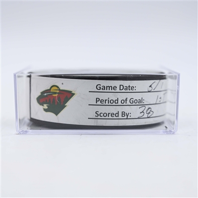Ryan Hartman - Minnesota Wild - Goal Puck - May 1, 2025 vs. Vegas Golden Knights - 2025 Stanley Cup Playoffs, Round 1, Game 6 (Wild Logo)