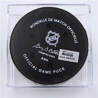 Erik Haula - New Jersey Devils - Goal Puck - April 11, 2025 vs. Pittsburgh Penguins (Devils Logo)