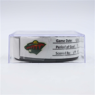 Tomas Hertl - Vegas Golden Knights - Goal Puck - April 26, 2025 vs. Minnesota Wild - 2025 Stanley Cup Playoffs, Round 1, Game 4 (Wild Logo)