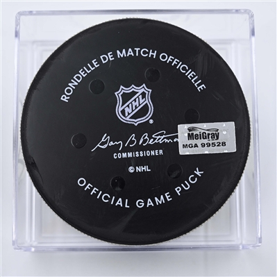 Bo Horvat - New York Islanders - Goal Puck - April 13, 2025 vs. New Jersey Devils (Devils Logo)