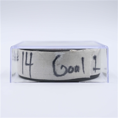 Bo Horvat - New York Islanders - Goal Puck - April 13, 2025 vs. New Jersey Devils (Devils Logo)