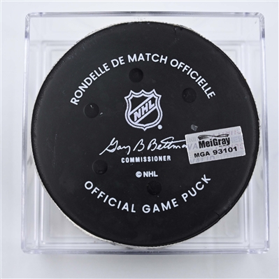 Clayton Keller - Utah Hockey Club - Goal Puck - April 14, 2025 vs. Nashville Predators (Predators Logo)