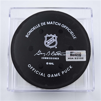 Clayton Keller - Utah Hockey Club - Goal Puck - April 14, 2025 vs. Nashville Predators (Predators Logo)