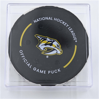 Michael Kesselring - Utah Hockey Club - Goal Puck - April 14, 2025 vs. Nashville Predators (Predators Logo)