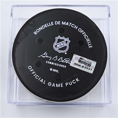 Patrik Laine - Montreal Canadiens - Goal Puck - April 6, 2025 vs. Nashville Predators (Predators Logo)