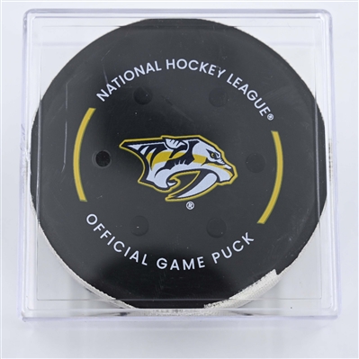 Anders Lee - New York Islanders - Goal Puck - April 8, 2025 vs. Nashville Predators (Predators Logo)