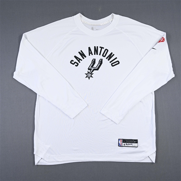 Devontae Cacok - San Antonio Spurs - Game-Issued City Edition Long-Sleeved Shooting Shirt  - 2021-22 NBA Season