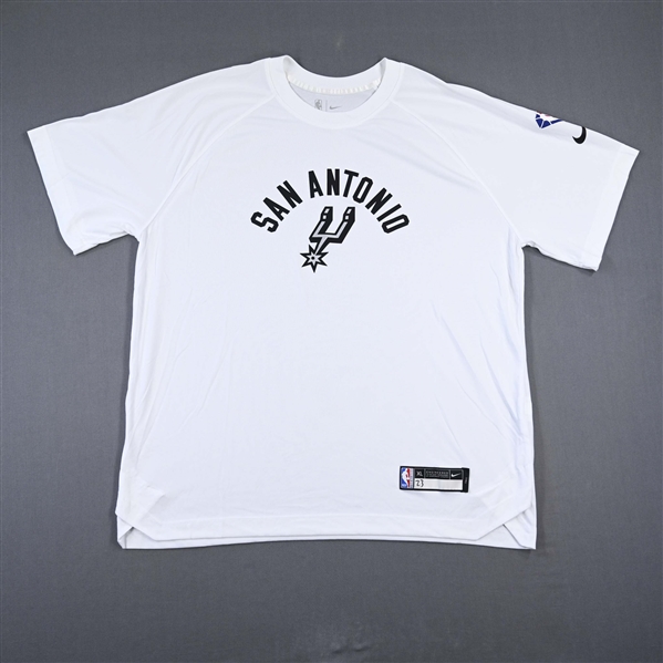 Zach Collins - San Antonio Spurs - Game-Issued City Edition Short-Sleeved Shooting Shirt  - 2021-22 NBA Season