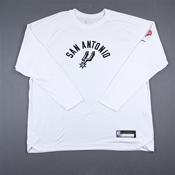 Jakob Poeltl - San Antonio Spurs - Game-Issued City Edition Long-Sleeved Shooting Shirt  - 2021-22 NBA Season