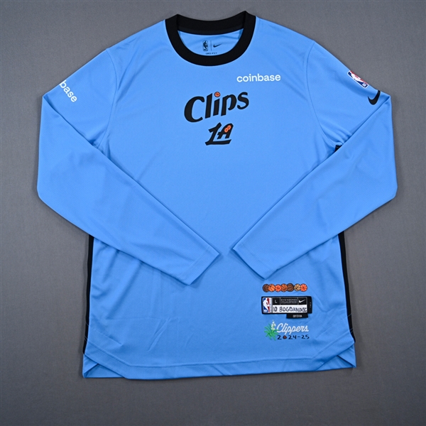 Bogdan Bogdanovic - Los Angeles Clippers - Game-Issued City Edition Long Sleeved Shooting Shirt - 2024-25 NBA Season