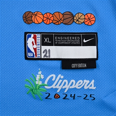 Kobe Brown - Los Angeles Clippers - Game-Issued City Edition Short Sleeved Shooting Shirt - 2024-25 NBA Season