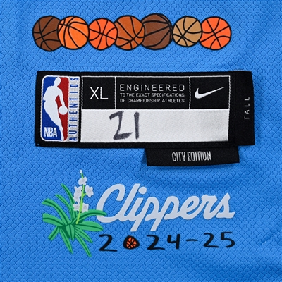 Kobe Brown - Los Angeles Clippers - Game-Issued City Edition Long Sleeved Shooting Shirt - 2024-25 NBA Season