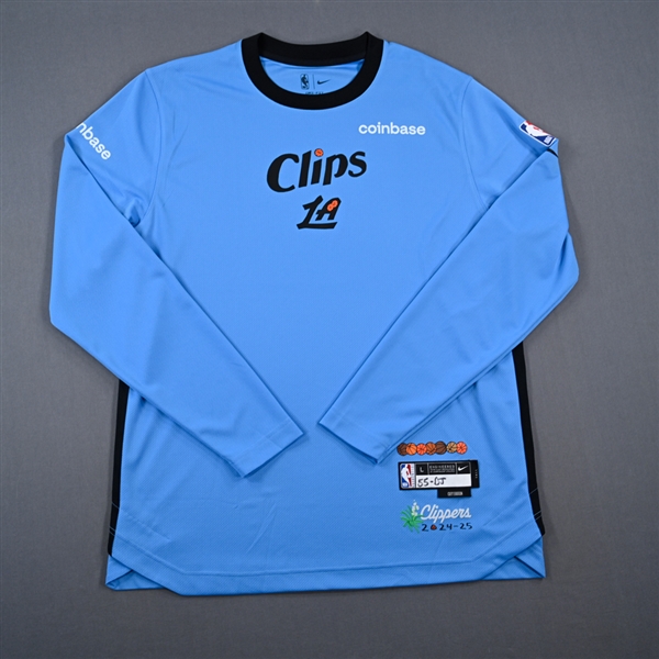 Derrick Jones Jr. - Los Angeles Clippers - Game-Issued City Edition Long Sleeved Shooting Shirt - 2024-25 NBA Season