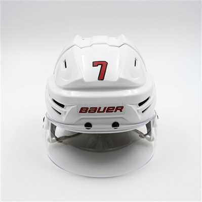 Dougie Hamilton - Game-Worn White, Bauer Helmet w/ Bauer Shield - 2024-25 NHL Regular Season and 2025 Stanley Cup Playoffs