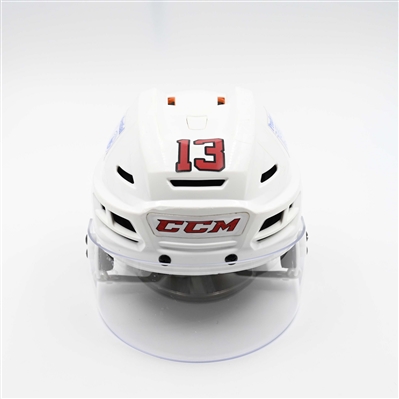 Nico Hischier - Game-Worn White, CCM Helmet w/ Oakley Shield - 2024-25 NHL Regular Season and 2025 Stanley Cup Playoffs