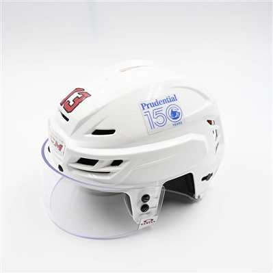 Nico Hischier - Game-Worn White, CCM Helmet w/ Oakley Shield - 2024-25 NHL Regular Season and 2025 Stanley Cup Playoffs