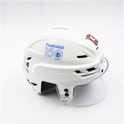 Nico Hischier - Game-Worn White, CCM Helmet w/ Oakley Shield - 2024-25 NHL Regular Season and 2025 Stanley Cup Playoffs