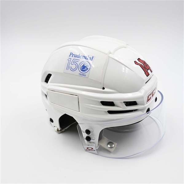 Nathan Bastian - Game-Worn White, CCM Helmet w/ Oakley Shield - 2024-25 NHL Regular Season and 2025 Stanley Cup Playoffs