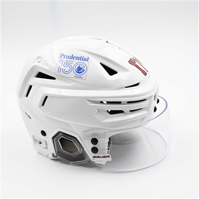 Simon Nemec - Game-Worn White, Bauer Helmet w/ Bauer Shield - 2024-25 NHL Regular Season and 2025 Stanley Cup Playoffs