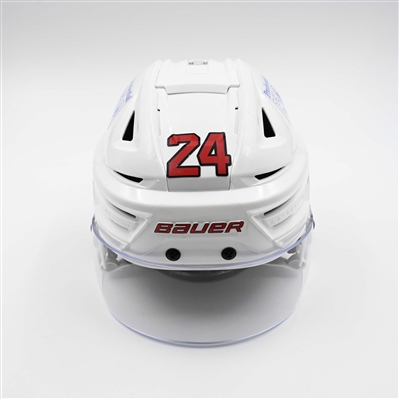 Seamus Casey - Game-Worn White, Bauer Helmet w/ Oakley Shield - 2024-25 NHL Regular Season and 2025 Stanley Cup Playoffs