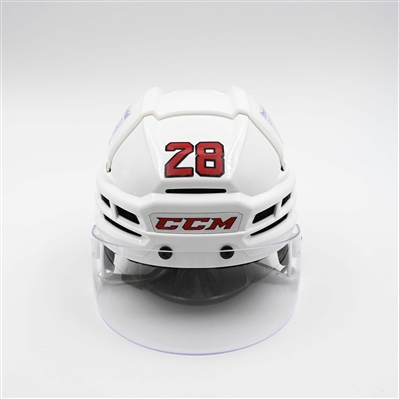 Timo Meier - Game-Worn White, CCM Helmet w/ Oakley Shield - 2024-25 NHL Regular Season and 2025 Stanley Cup Playoffs