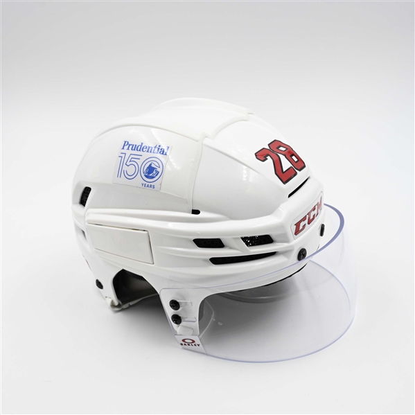 Timo Meier - Game-Worn White, CCM Helmet w/ Oakley Shield - 2024-25 NHL Regular Season and 2025 Stanley Cup Playoffs