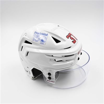 Justin Dowling - Game-Worn White, Bauer Helmet w/ Bauer Shield - 2024-25 NHL Regular Season and 2025 Stanley Cup Playoffs