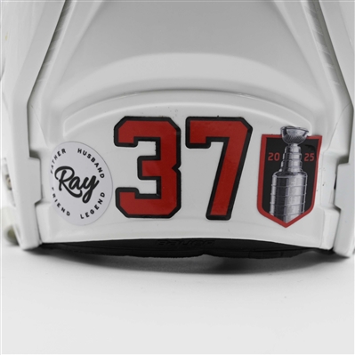 Justin Dowling - Game-Worn White, Bauer Helmet w/ Bauer Shield - 2024-25 NHL Regular Season and 2025 Stanley Cup Playoffs
