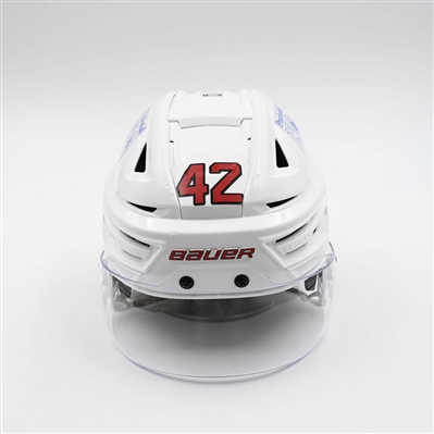Curtis Lazar - Game-Worn White, Bauer Helmet w/ Bauer Shield - 2024-25 NHL Regular Season  