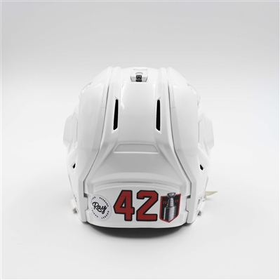 Curtis Lazar - Game-Worn White, Bauer Helmet w/ Bauer Shield - 2024-25 NHL Regular Season  