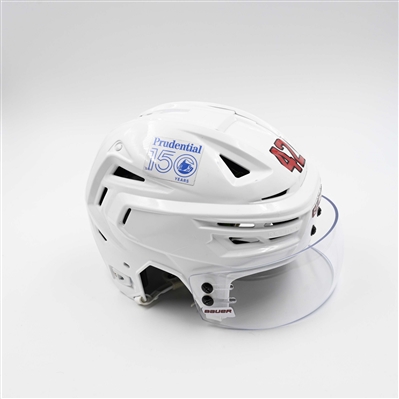 Curtis Lazar - Game-Worn White, Bauer Helmet w/ Bauer Shield - 2024-25 NHL Regular Season  